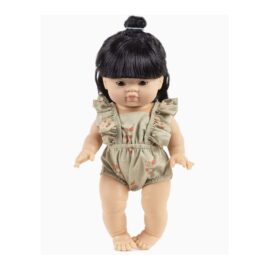 barboteuse rétro lou fruits minikane avec poupée sur fond blanc