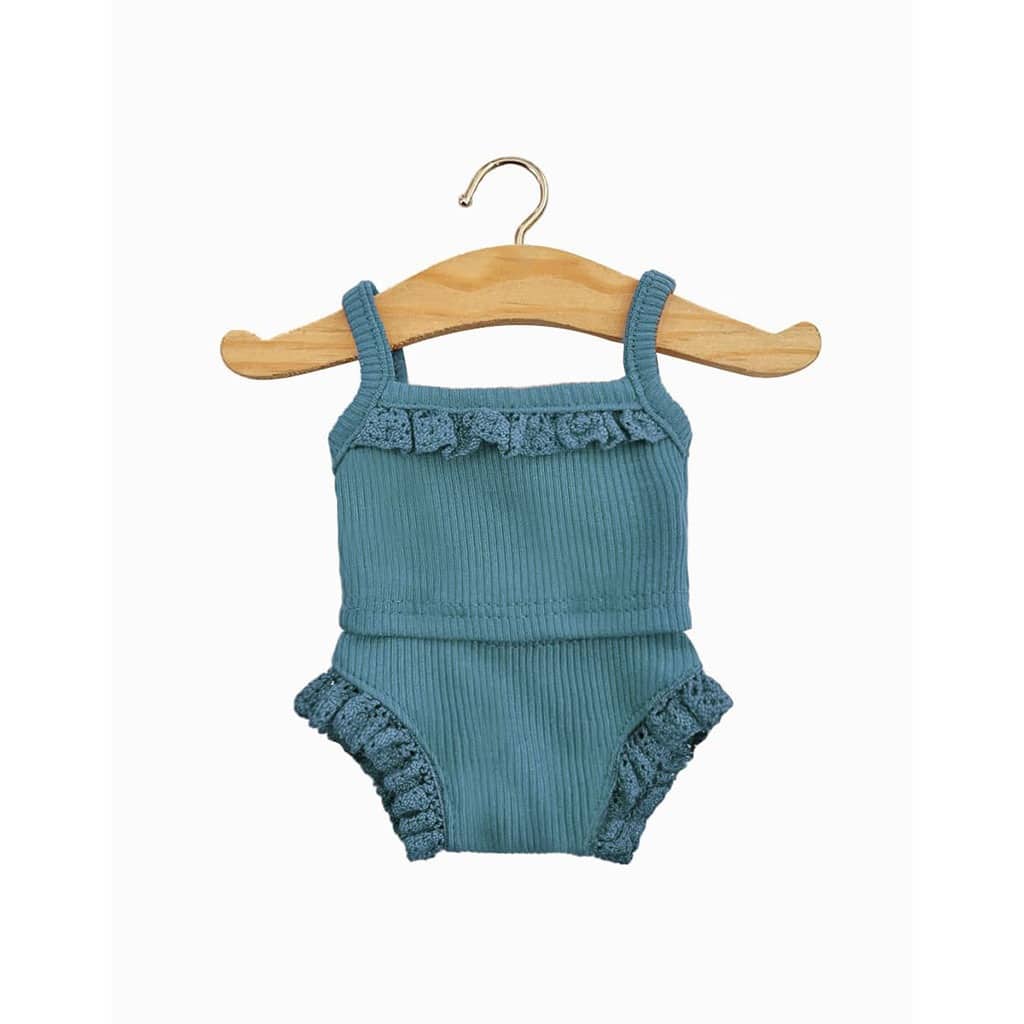 dessous maille côtelée dentelle paon minikane sur cintre sur fond blanc