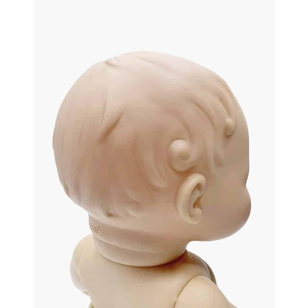 poupée faustine et son ensemble cerises minikane détail cheveux sculptés sur fond blanc
