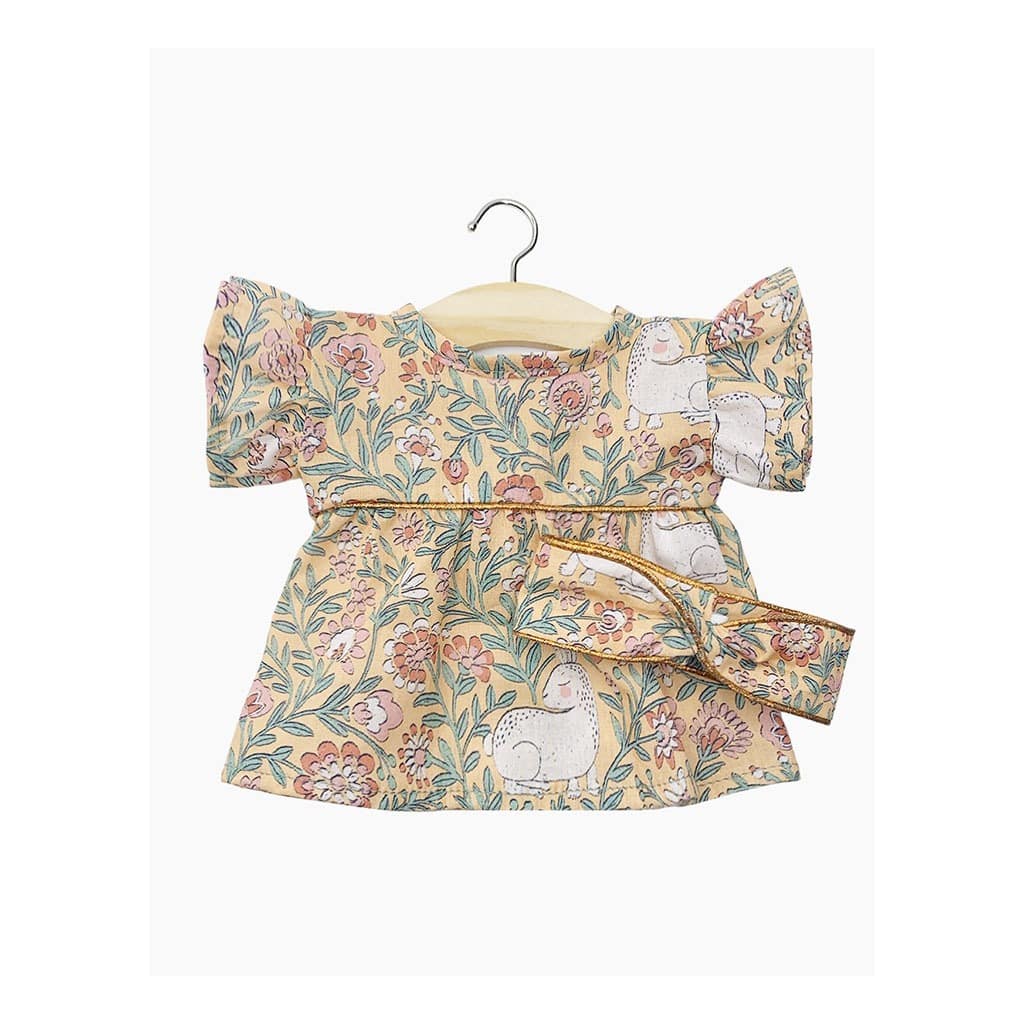 robe daisy et son bandeau lapin bohème minikane sur fond blanc