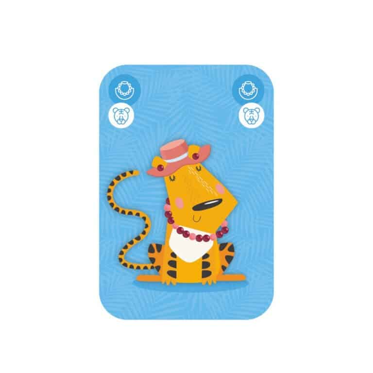 un jeu de 7 familles jungle Sassi, carte vue de face sur fond blanc