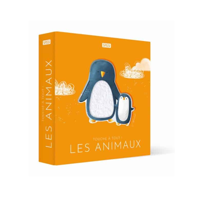 un livre de poche touche à tout animaux Sassi, vue de face sur fond blanc