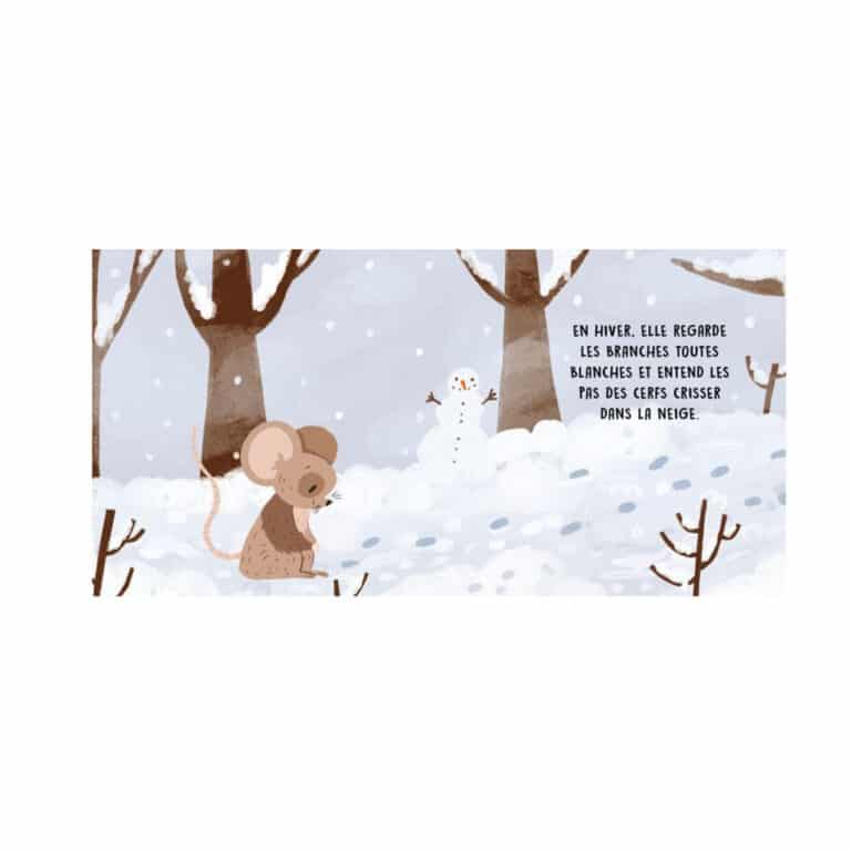 un livre sonore sur les 4 saisons Sassi, ouvert vue de face sur fond blanc