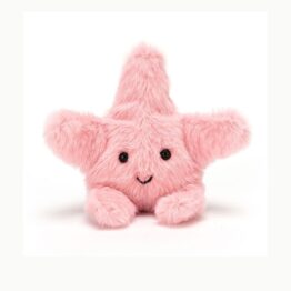mini doudou étoile de mer fluffy jellycat sur fond blanc