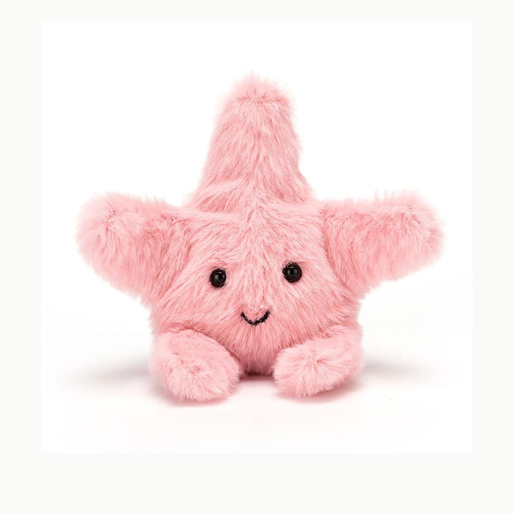 mini doudou étoile de mer fluffy jellycat sur fond blanc