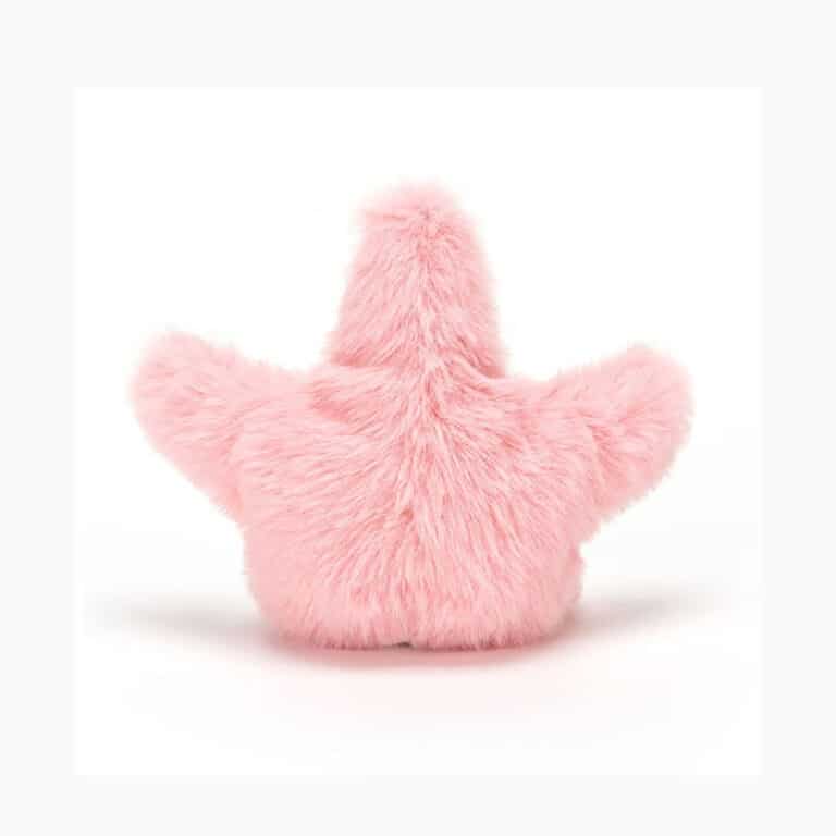 mini doudou étoile de mer fluffy jellycat vue de derrière sur fond blanc