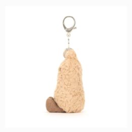 un porte-clé cacahuète Jellycat, vue de côté sur fond blanc