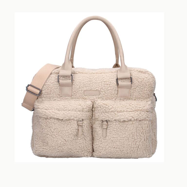 sac à langer beige kidzroom de face sur fond blanc