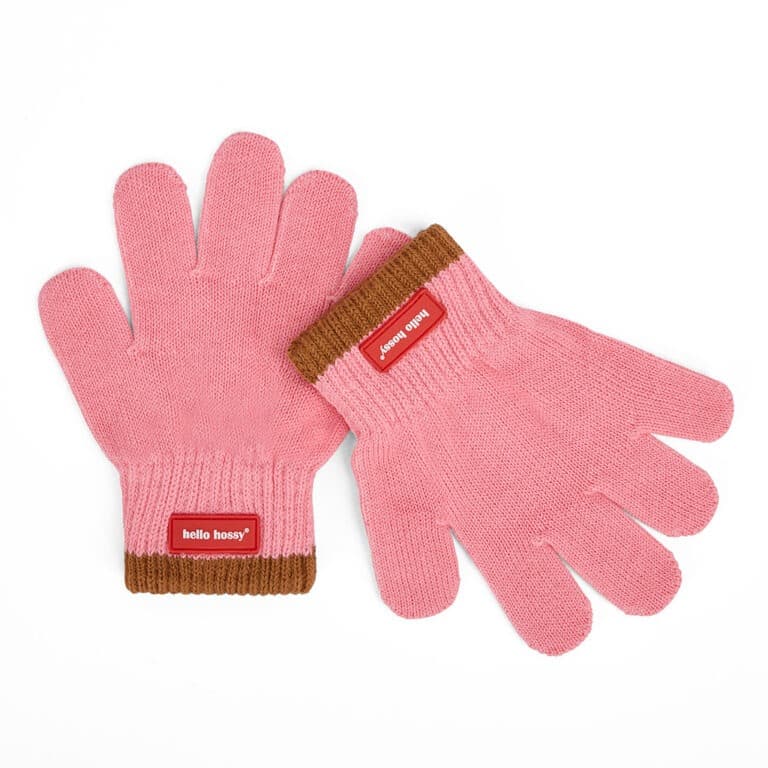 paire de gants pink Hello Hossy sur fond blanc