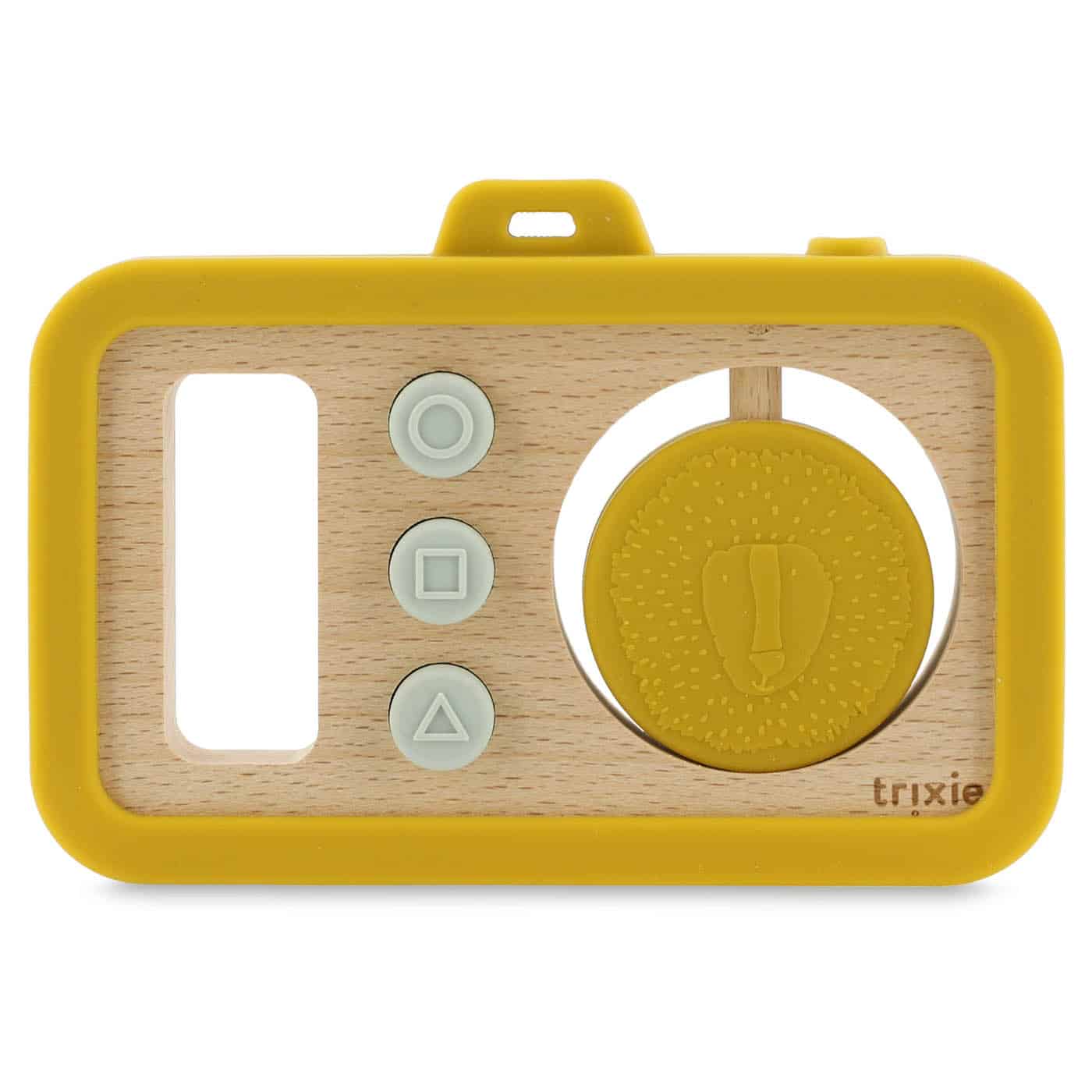 Appareil photo en silicone et bois – Mr. Lion – Trixie Baby - Vue de face sur fond blanc
