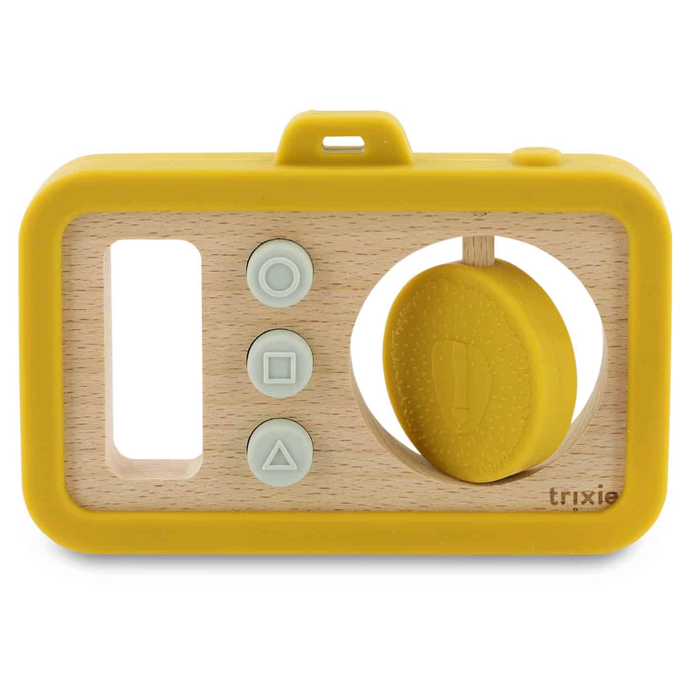 Appareil photo en silicone et bois – Mr. Lion – Trixie Baby - Vue de face sur fond blanc