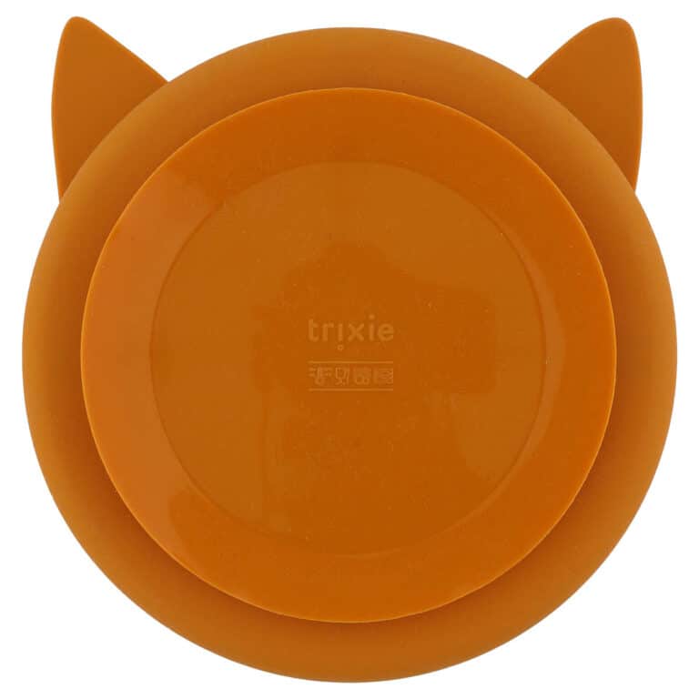 Assiette avec ventouse en silicone et compartiments – Mr. Renard – Trixie Baby - Vue de dos sur fond blanc
