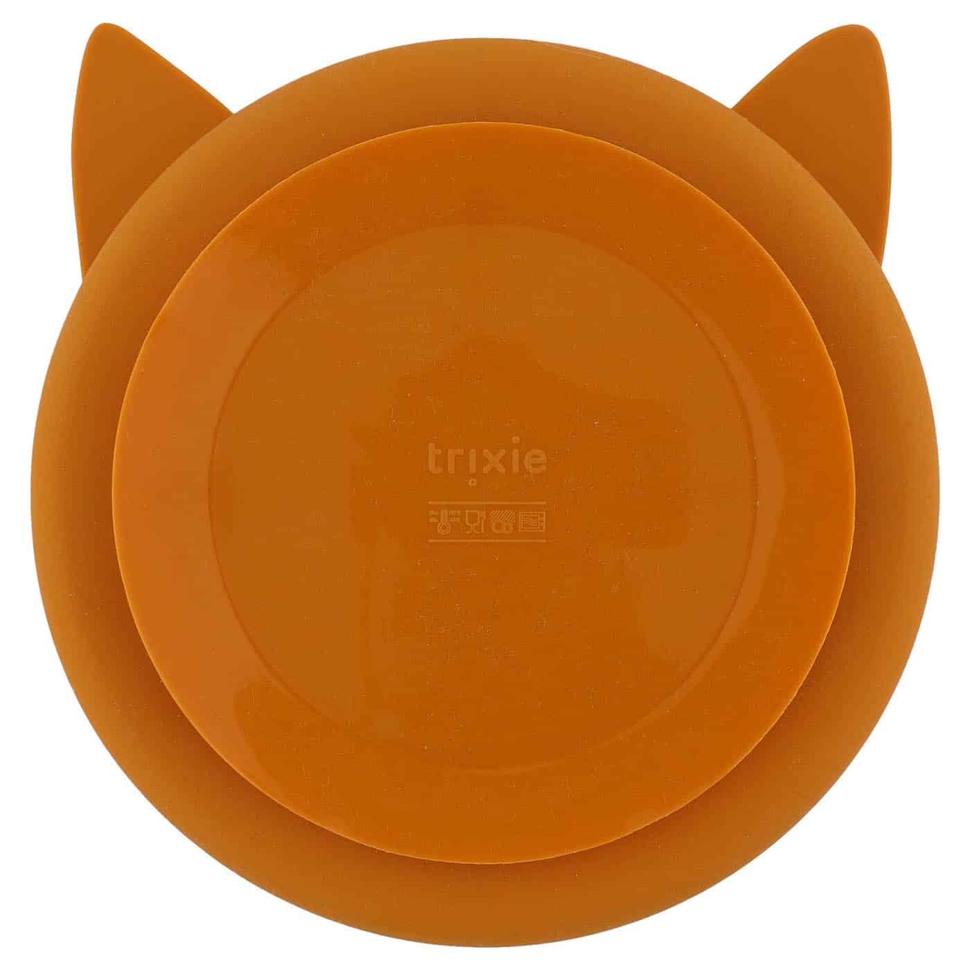 Assiette avec ventouse en silicone et compartiments – Mr. Renard – Trixie Baby - Vue de dos sur fond blanc