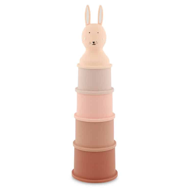 Trixie Jouet de bain Gobelets empilables – Gobelets à empiler Mme lapin - Vue de face sur fond blanc