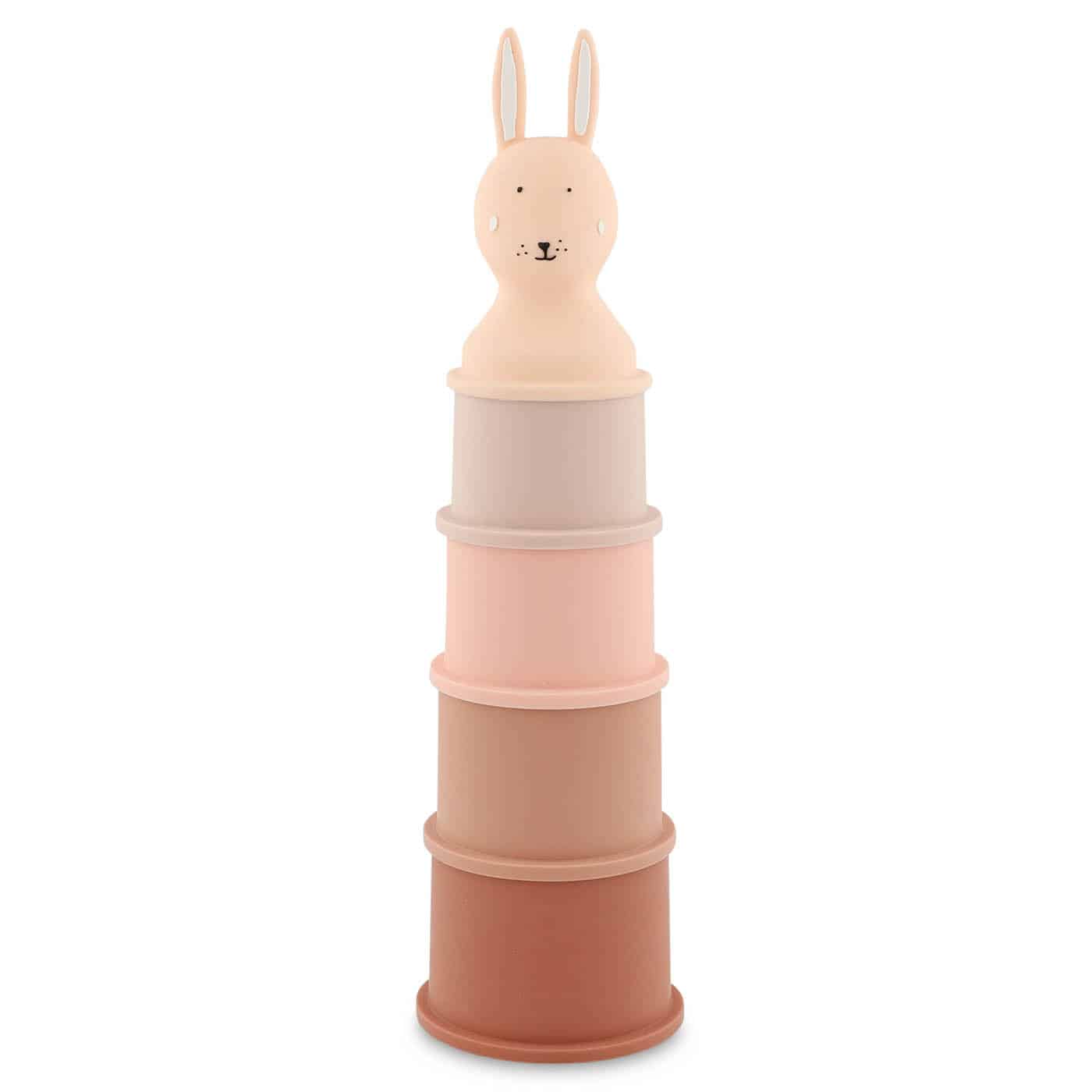 Trixie Jouet de bain Gobelets empilables – Gobelets à empiler Mme lapin - Vue de face sur fond blanc