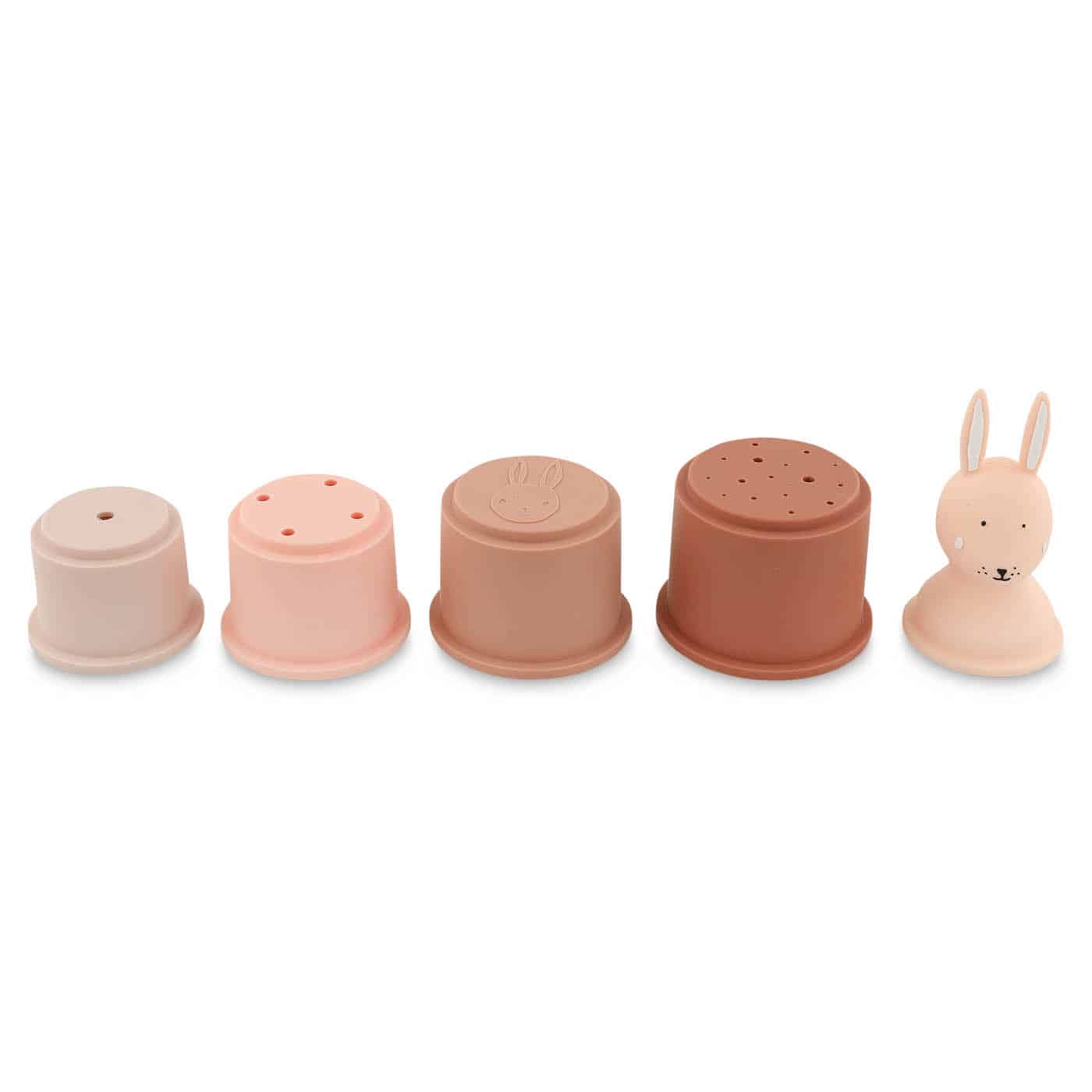Trixie Jouet de bain Gobelets empilables – Gobelets à empiler Mme lapin - Vue de face sur fond blanc