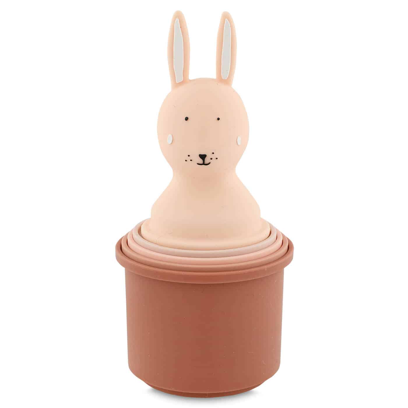 Trixie Jouet de bain Gobelets empilables – Gobelets à empiler Mme lapin - Vue de face sur fond blanc