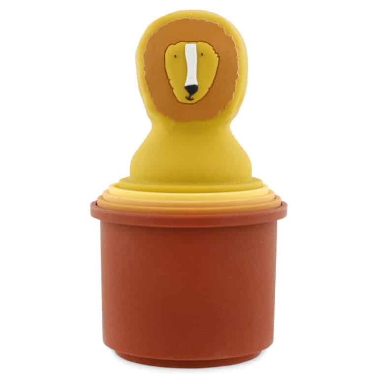 Trixie Jouet de bain Gobelets empilables – Gobelets à empiler Mr Lion - Vue de face sur fond blanc