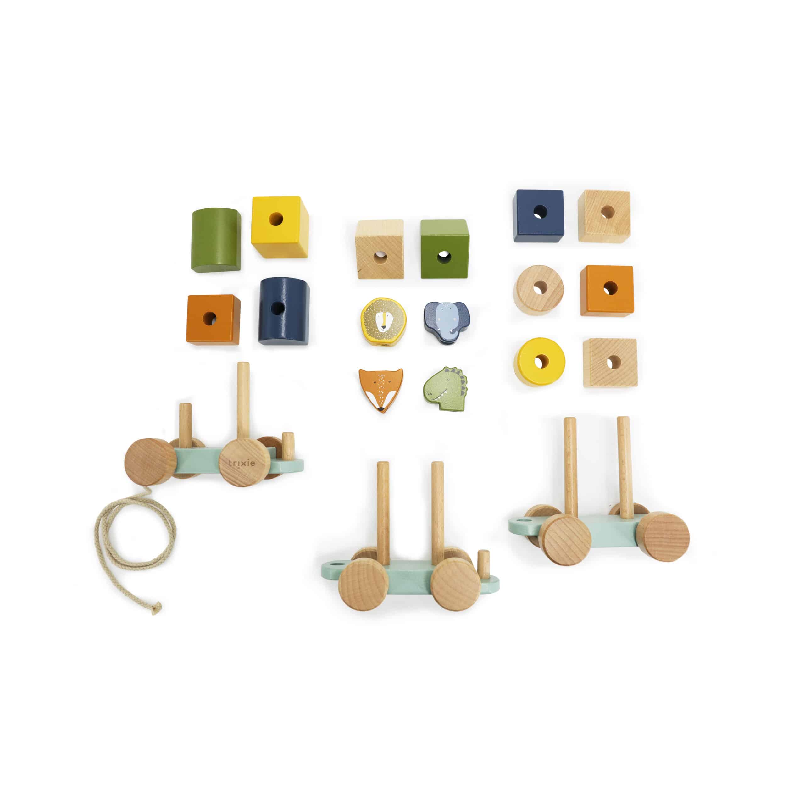Train en bois animaux – Trixie - Vue de face sur fond blanc