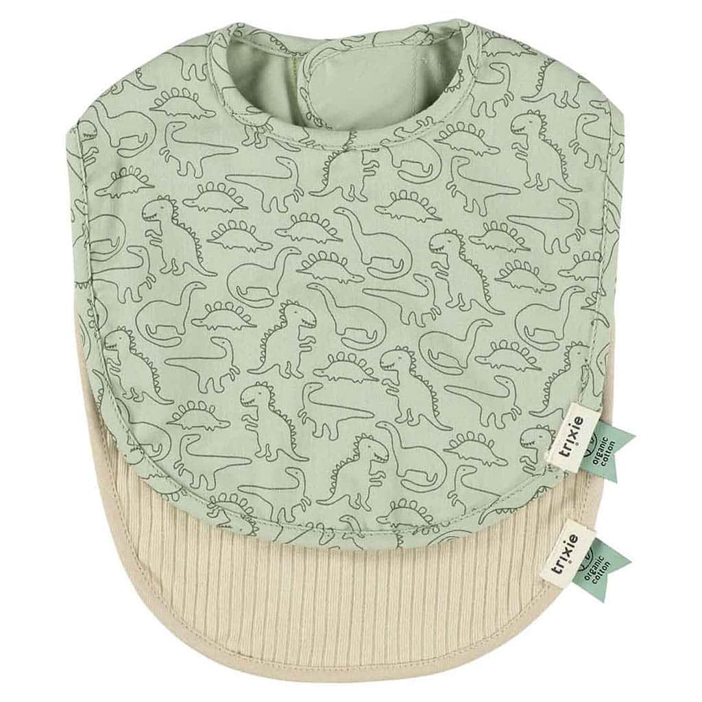 Lot de 2 bavoir nouveau né Mr Dino sur fond blanc