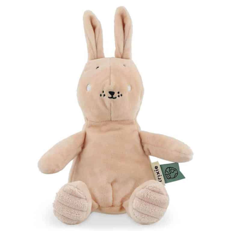 Peluche bébé Mme lapin sur fond blanc de face