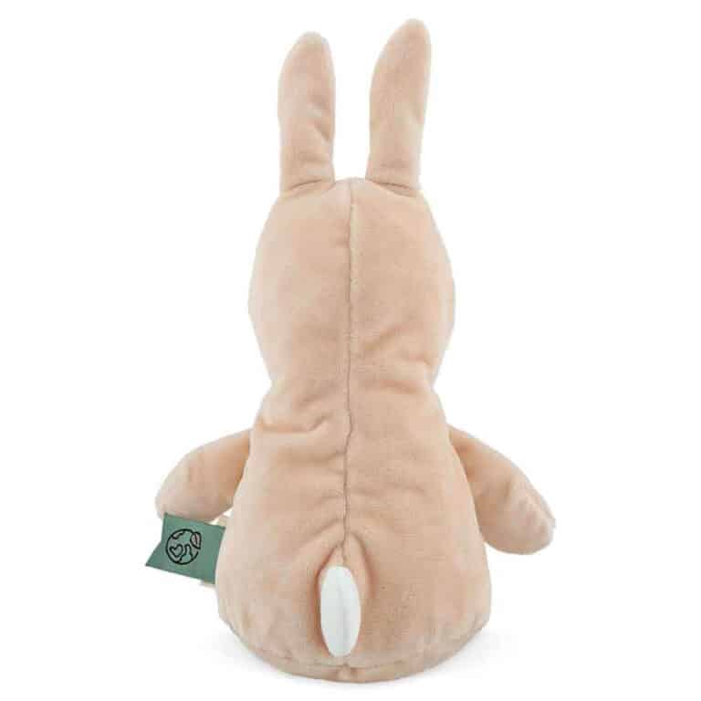Peluche bébé Mme lapin sur fond blanc de dos