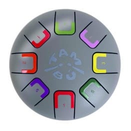 Baby Tambour Tongue Drum 7 Notes - Gris Mat - Tambu, vue du dessus sur fond blanc