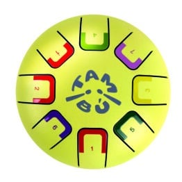 Baby Tambour Tongue Drum 7 Notes - Jaune Pastel Mat - Tambu, vue de haut sur fond blanc