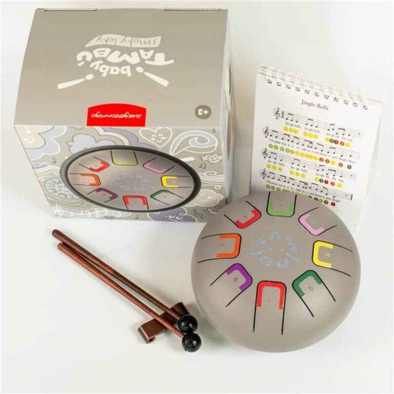 Baby Tambour Tongue Drum 7 Notes - Gris Mat - Tambu, vue d'ensemble sur fond blanc