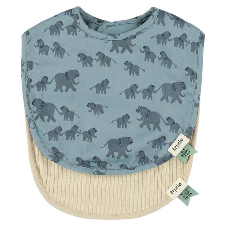 Lot de 2 bavoirs mme éléphant trixie baby sur fond blanc