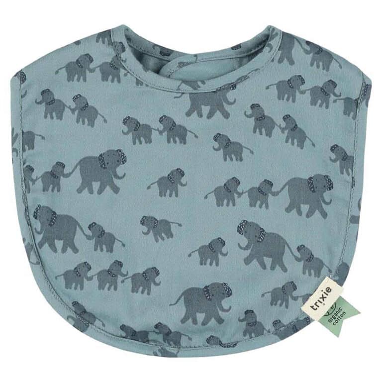 Bavoir à motif d'éléphant sur fond blanc trixie baby