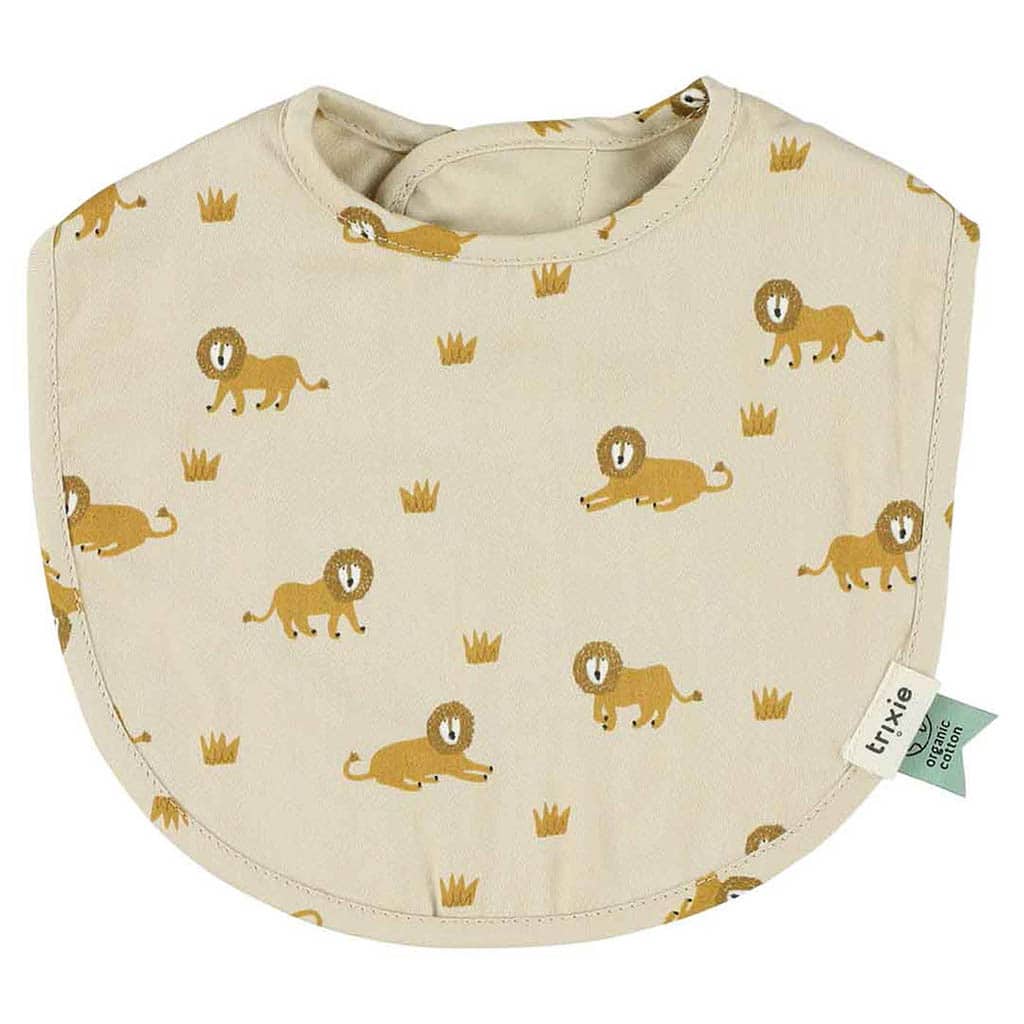 Bavoir nouveau né motifs Mr lion sur fond blanc