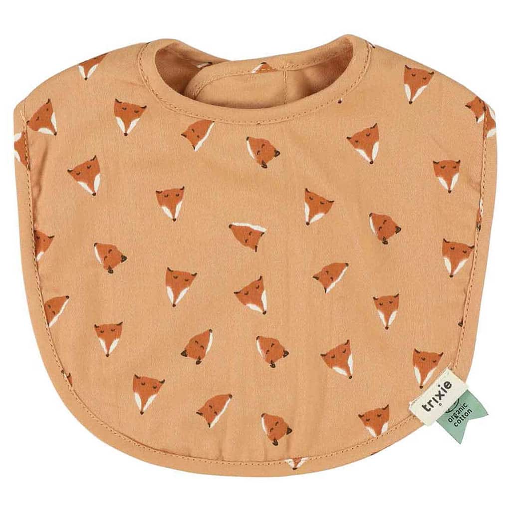 Bavoir nouveau né motifs Mr renard sur fond blanc