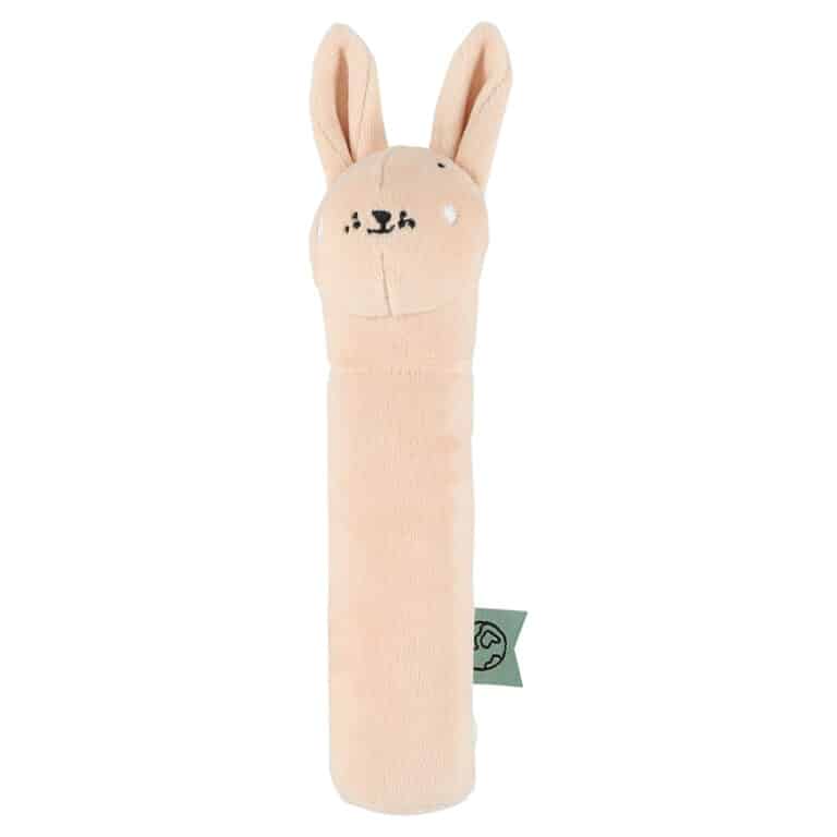 hochet allongé Mme Lapin trixie baby de face sur fond blanc