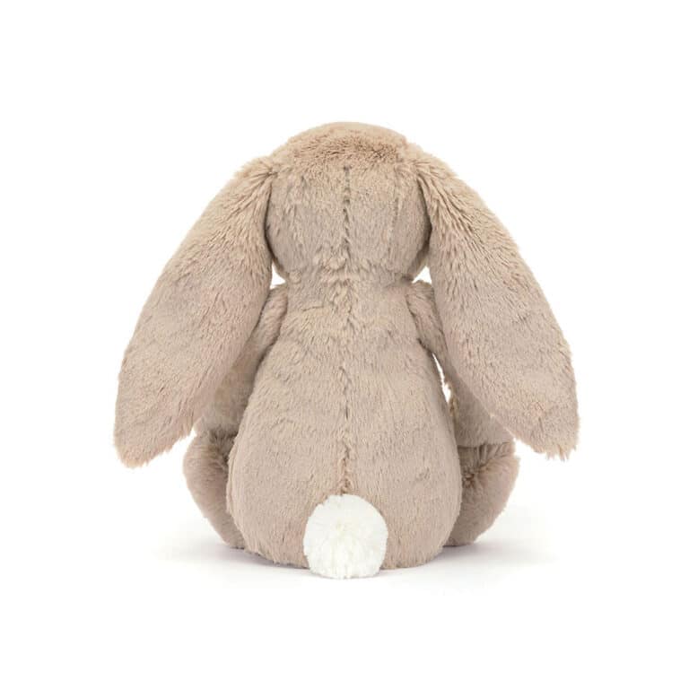 Doudou lapin moyen beige et oreilles fleuries jellycat