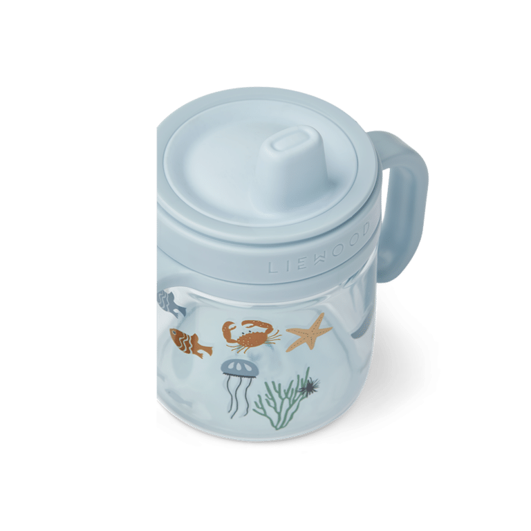 Tasse en tritan avec tétine et anses animaux marins liewood