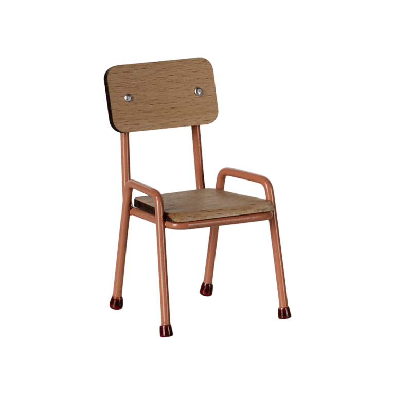 chaise en métal et bois corail pour souris maileg