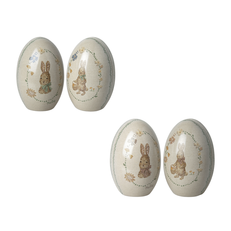 oeuf en métal lapin bleu ou lapin rose maileg