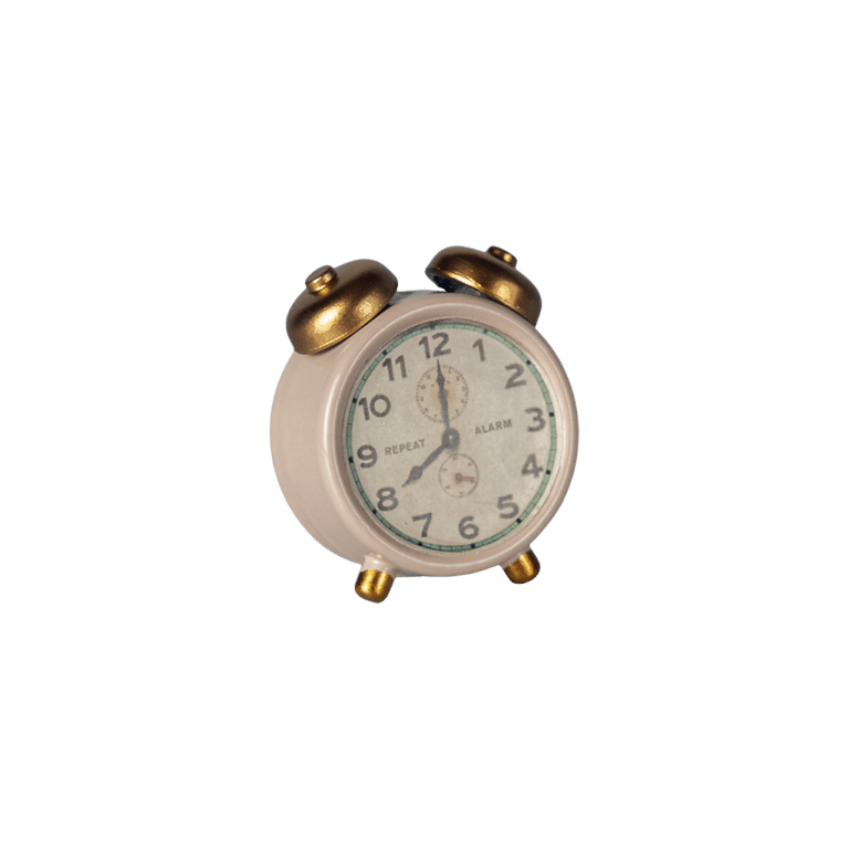 Petit réveil en métal rose poudré pour souris maileg