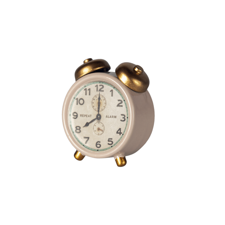 Petit réveil en métal rose poudré pour souris maileg