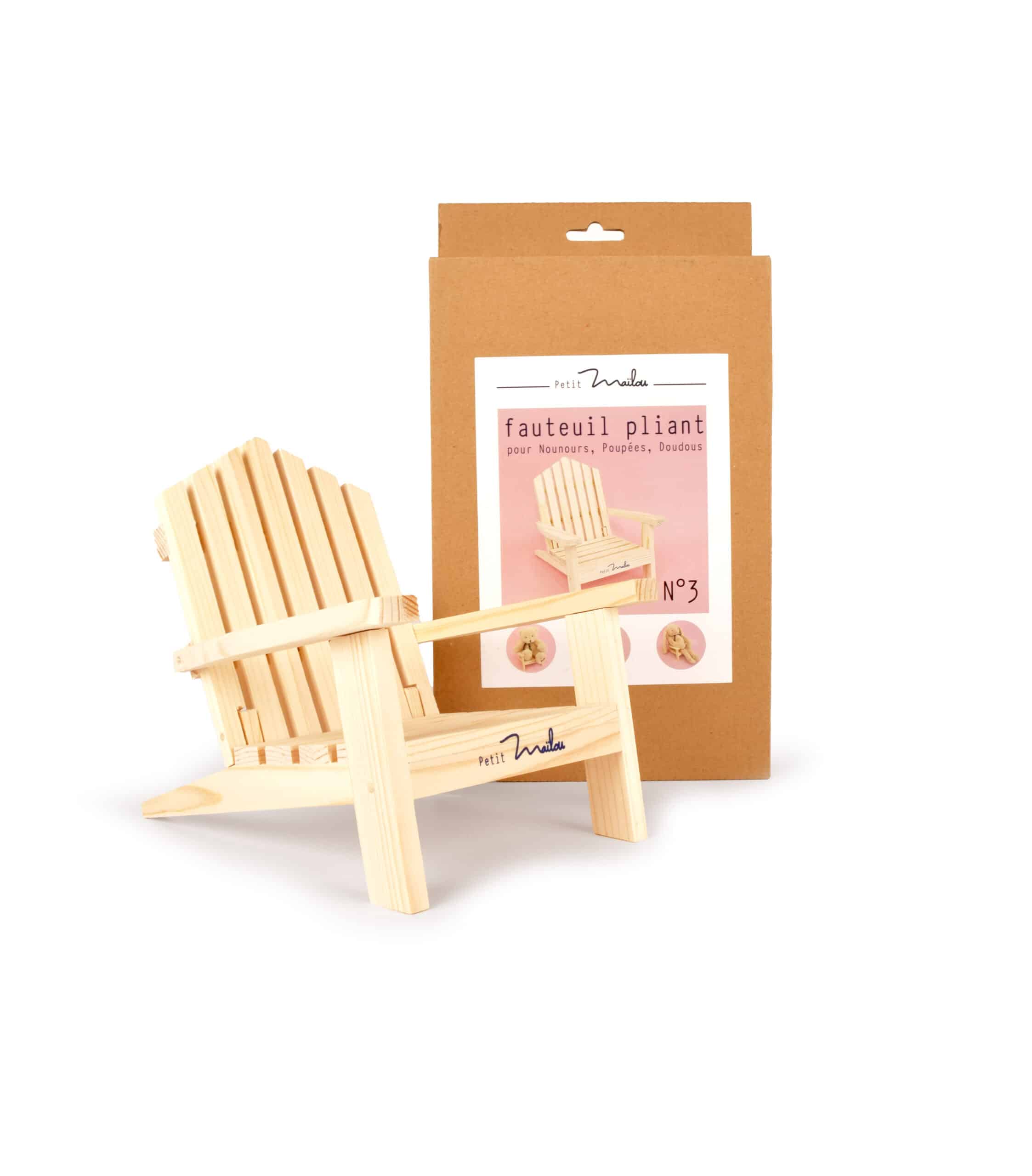 Fauteuil pliant pour doudous et poupées - Maïlou, vue de côté déplié sur fond blanc