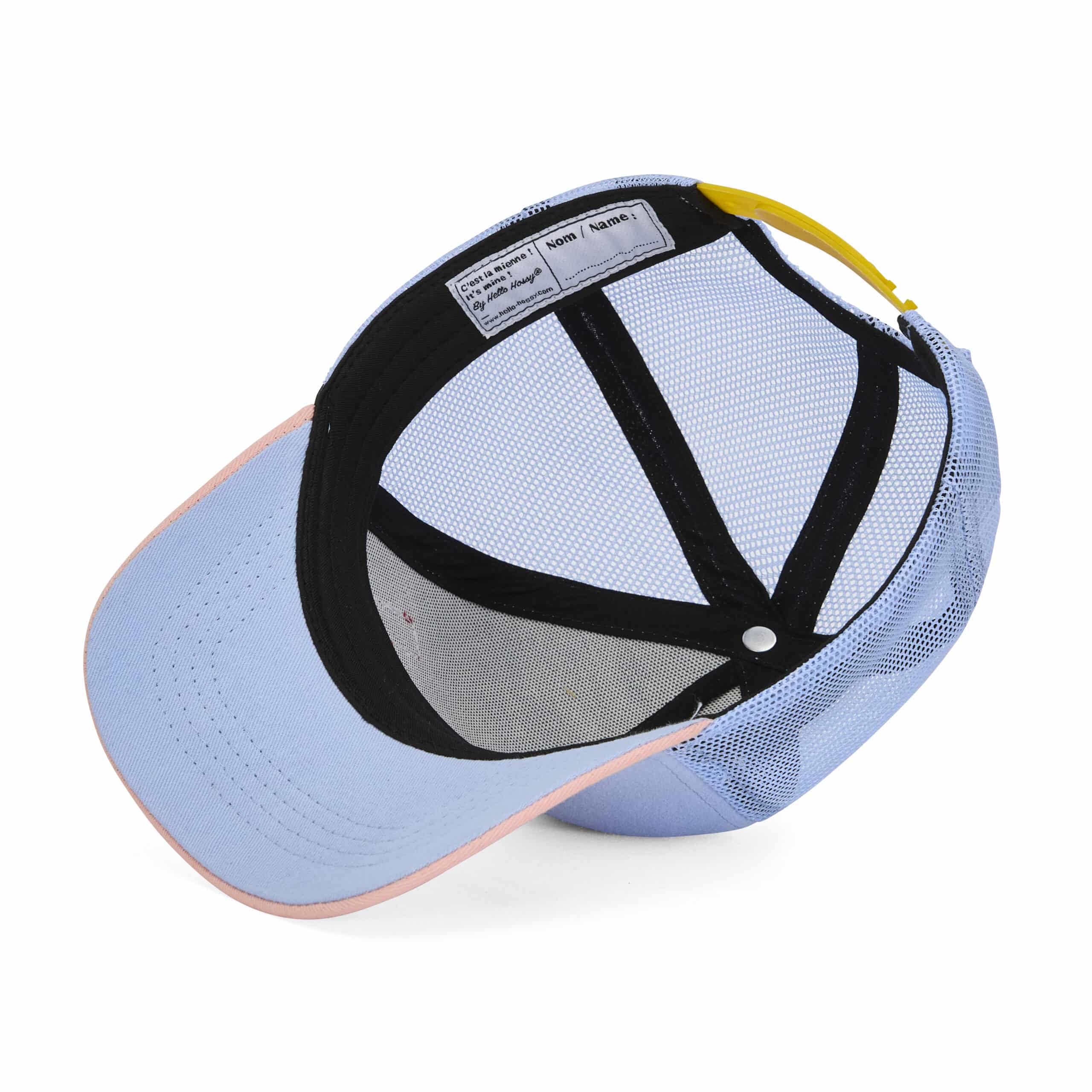 Casquette trucker enfant Rubber Hortensia – Hello Hossy - Vue du dessous sur fond blanc