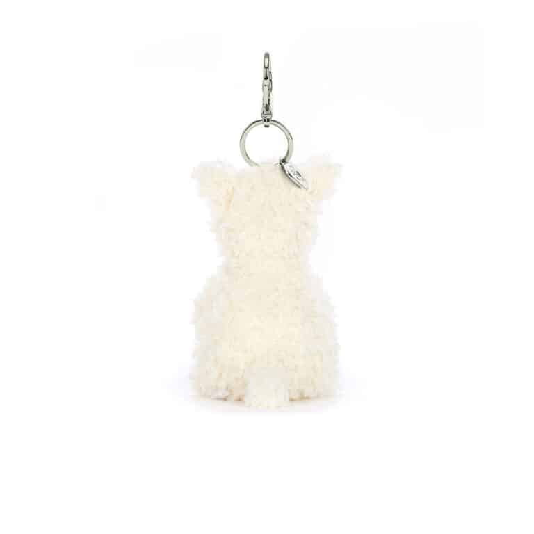 Porte clé scottie Munro de la marque jellycat sur fond blanc