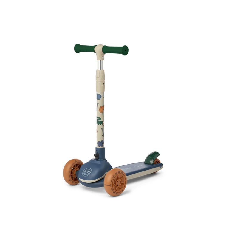 Trottinette trois roues motif dinosaures sur fond blanc | Magasin de jouets à Vannes