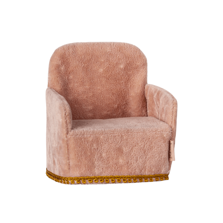 Fauteuil en velours rose pour souris maileg