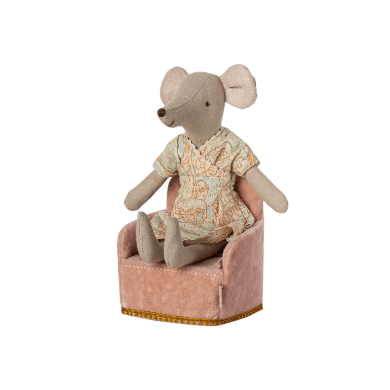 Fauteuil en velours rose pour souris maileg