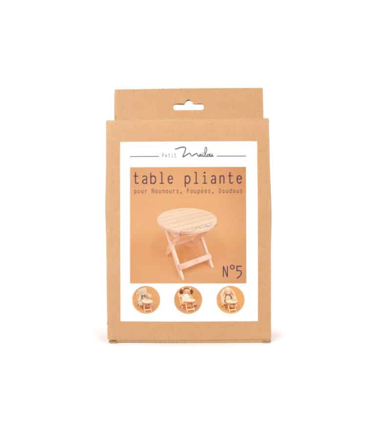 Table pliante pour doudous et poupées - Maïlou, vue de face de la boite sur fond blanc