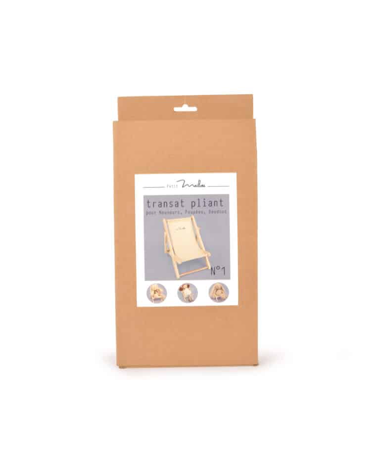 Transat pliant pour doudous et poupées - Maïlou, vue de la boite de face sur fond blanc