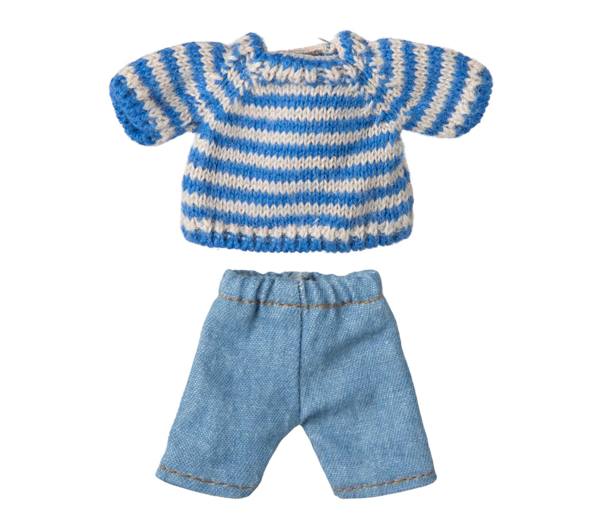 Tenue grand frère souris marinière et jean