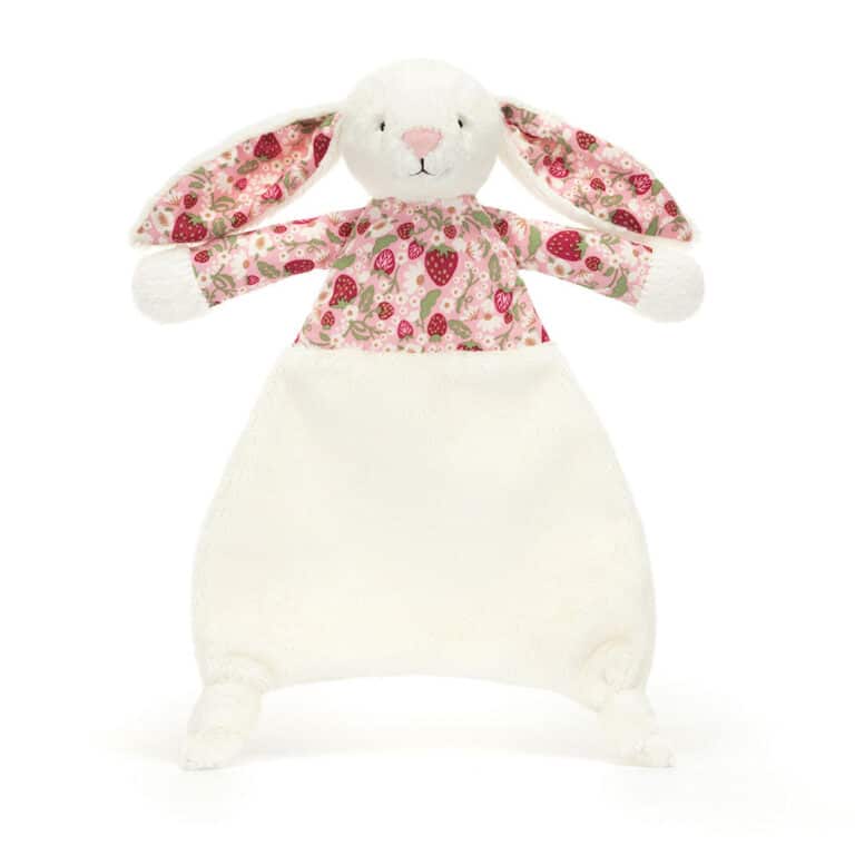 doudou jellycat pas cher blossom cream bunny berry comforter lapin creme bebe couverture douceur naissance peluche collection jellycat doudou plat enfant cadeau baby comforter soft toy
